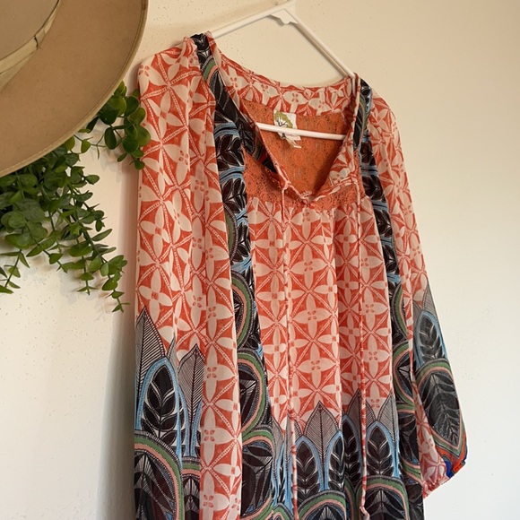 fig & flower-Anthropologie Boho Bright Multicolored Mixed Media Blouse Size Med - Picture 3 of 12